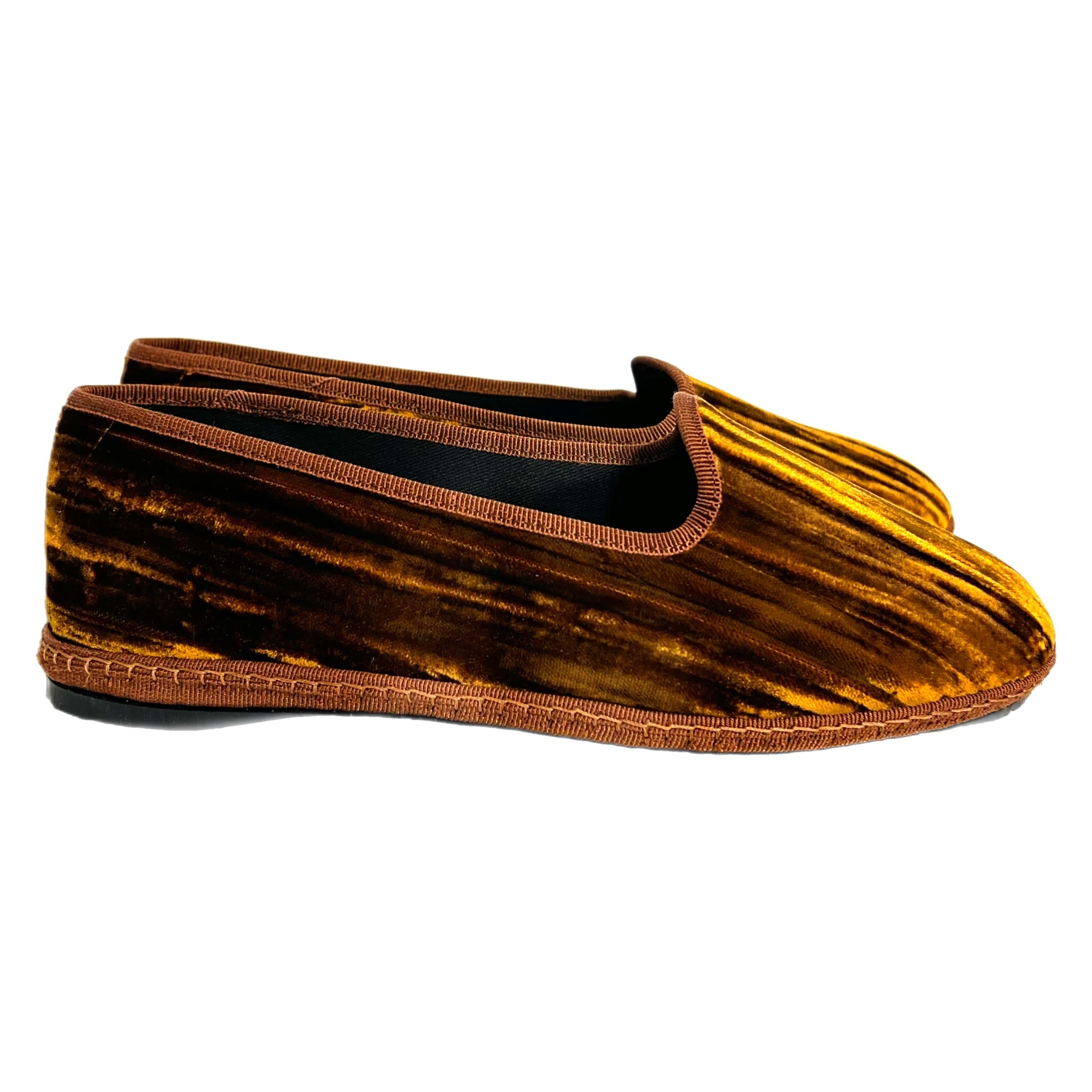 Friulian shoes in pleated velvet - KHAKI