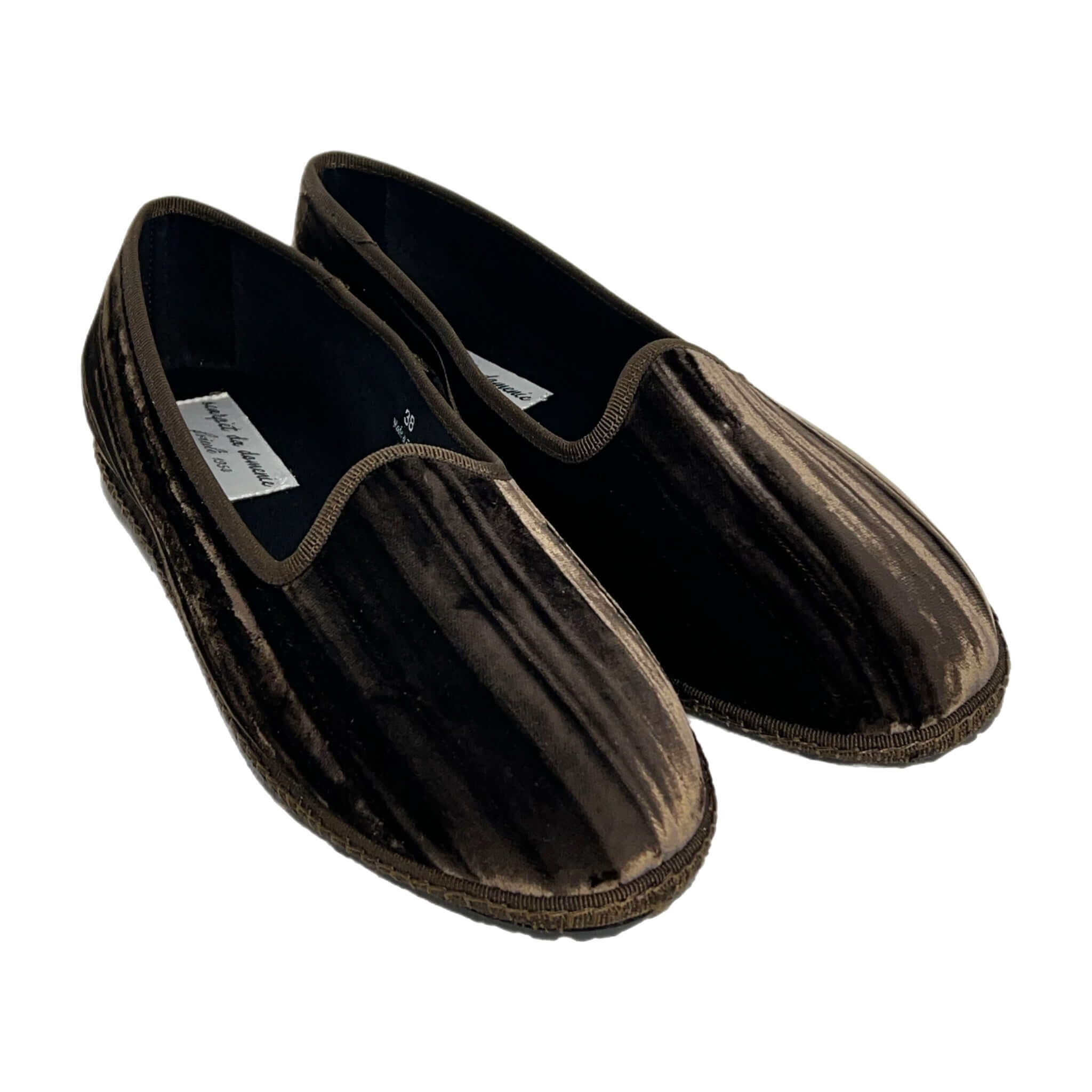Friulian shoes in pleated velvet - CHESTNUT