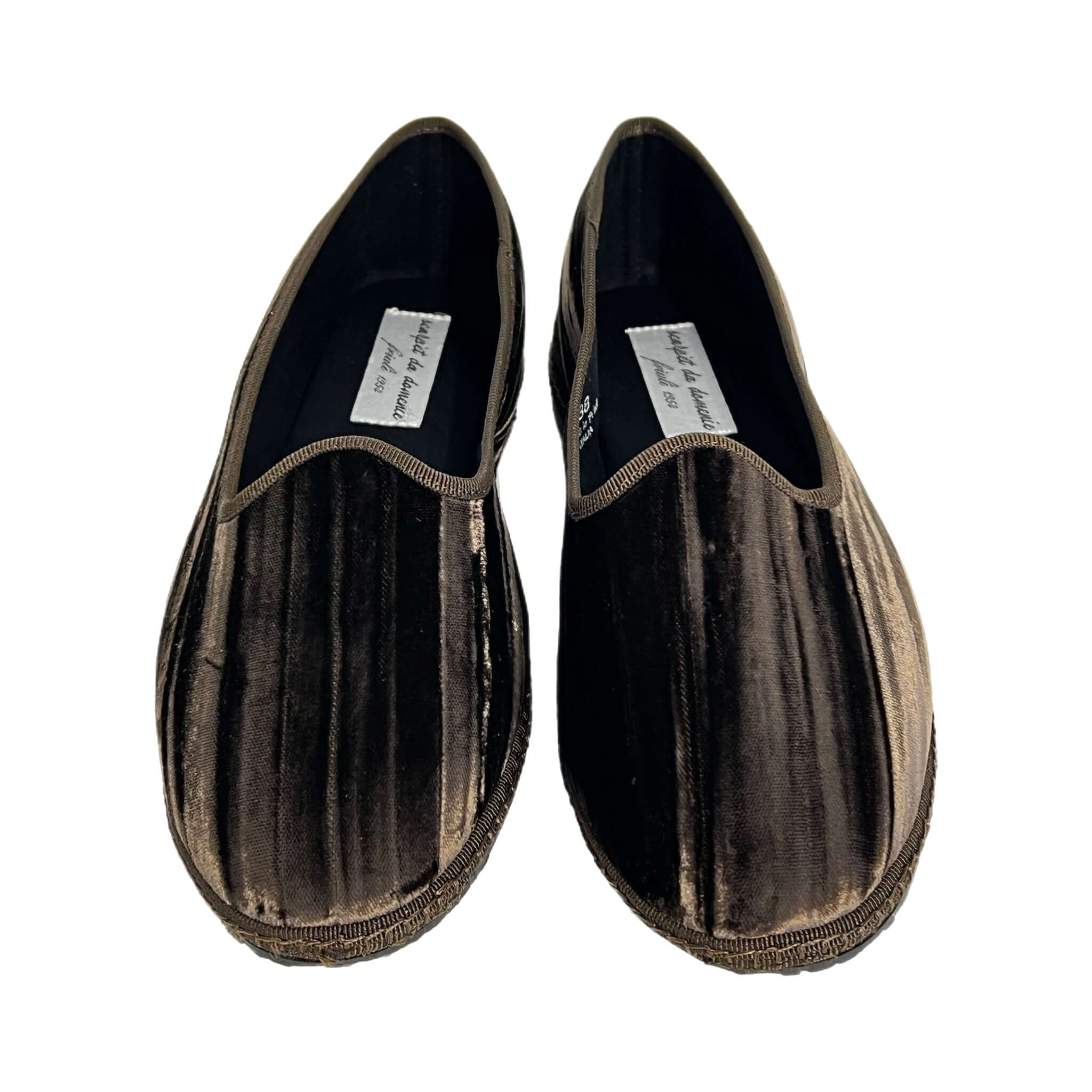 Friulian shoes in pleated velvet - CHESTNUT