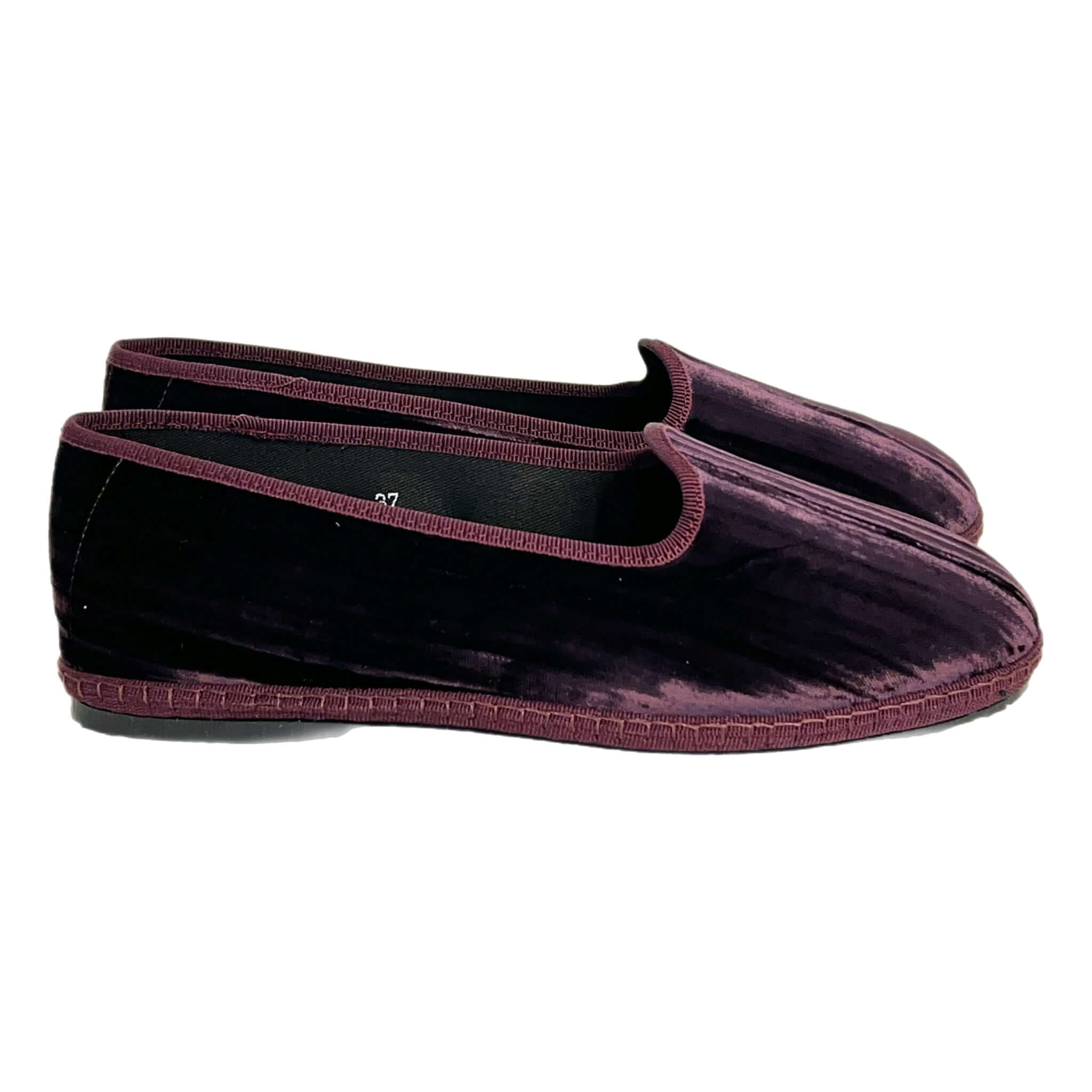 Friulian shoes in pleated velvet - PLUM