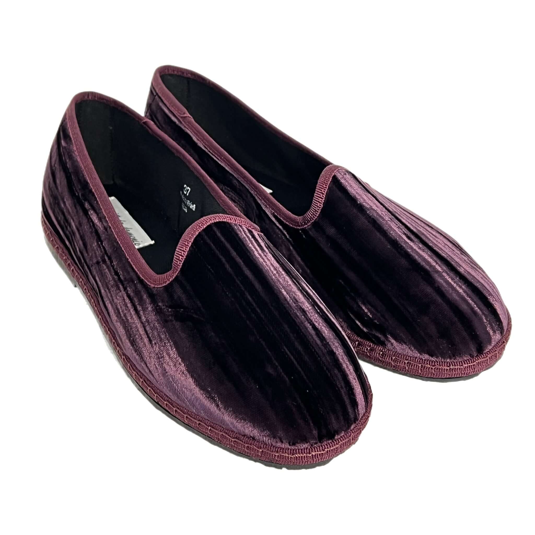 Friulian shoes in pleated velvet - PLUM