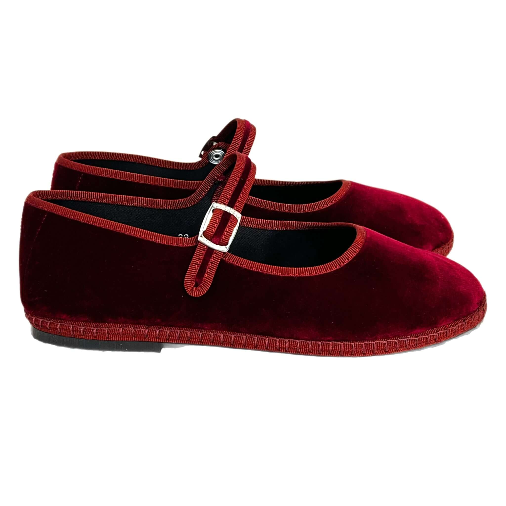 Friulian baby velvet shoes - BORDEAUX