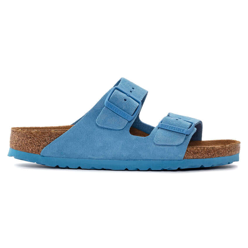 Blue Birkenstock Arizona Sandal with Cork Footbed and Adjustable Straps