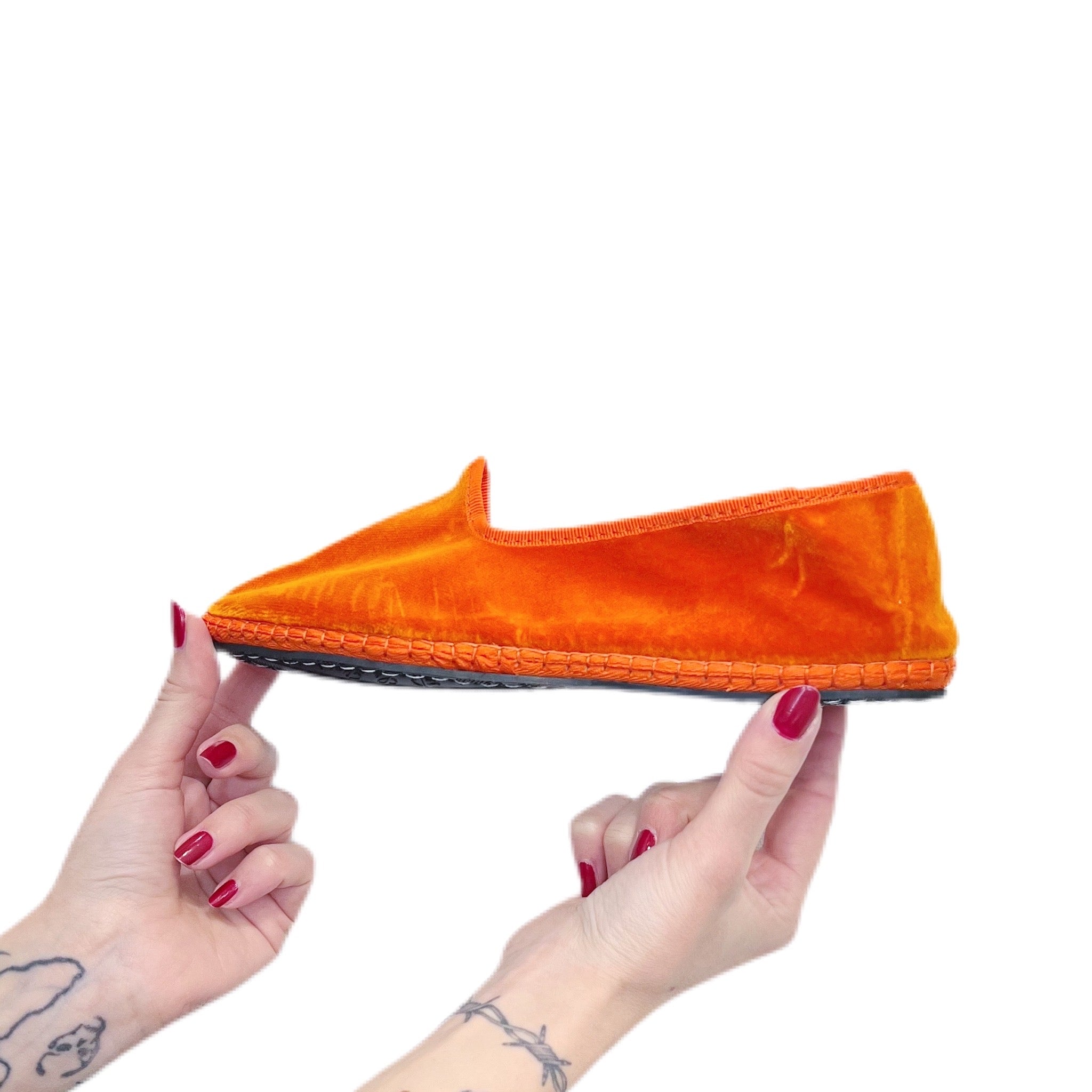 Friulian shoes in velvet - ORANGE