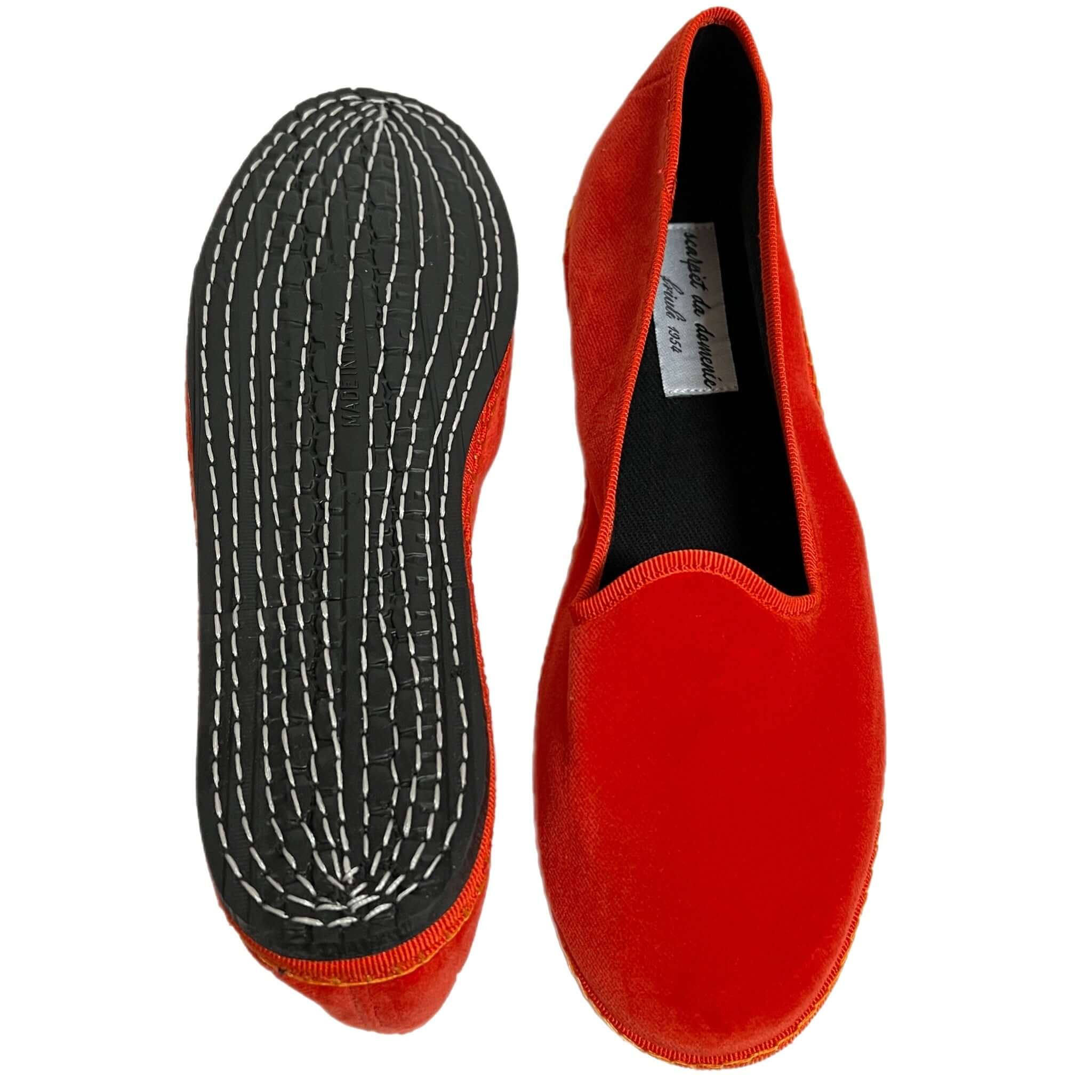 Friulian shoes in velvet - ORANGE