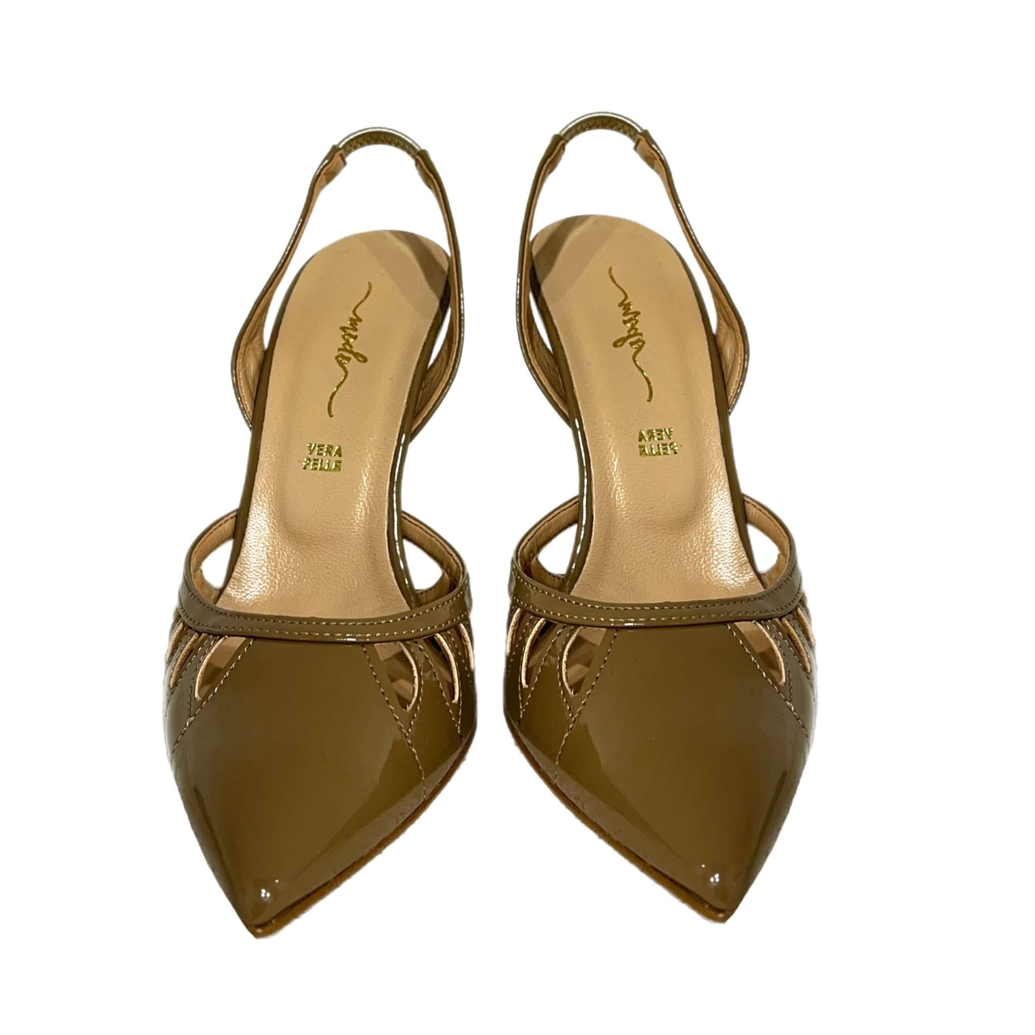 Patent leather slingback